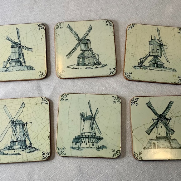 Vintage coasters of Windmills, set of 6 - Picture 1 of 7